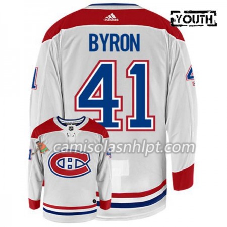 Camisola Montreal Canadiens PAUL BYRON 41 Adidas Branco Authentic - Criança